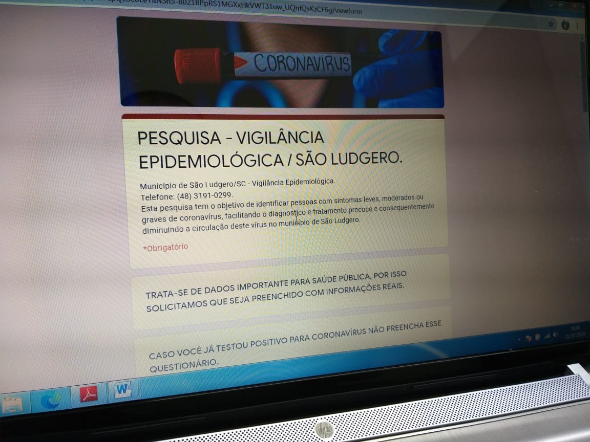 São Ludgero usa Google Formulários para identificar pessoas com sintomas do Coronavírus