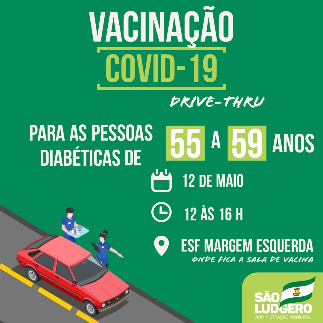 Pessoas diabéticas de São Ludgero com idade entre 55 e 59 anos receberão vacina contra Covid-19