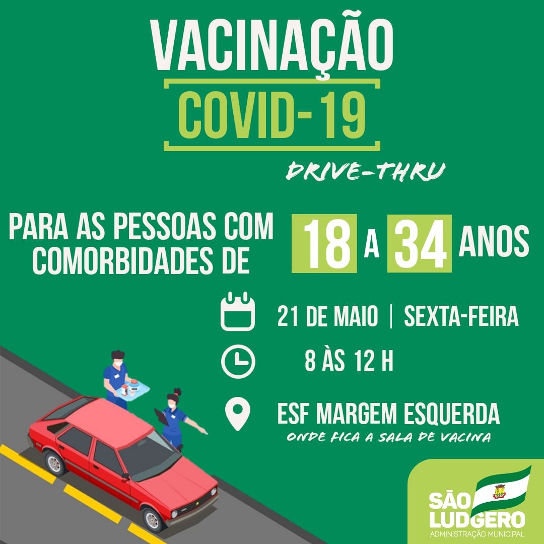 São Ludgero vacina contra Covid-19 pessoas com comorbidades entre 18 e 34 anos