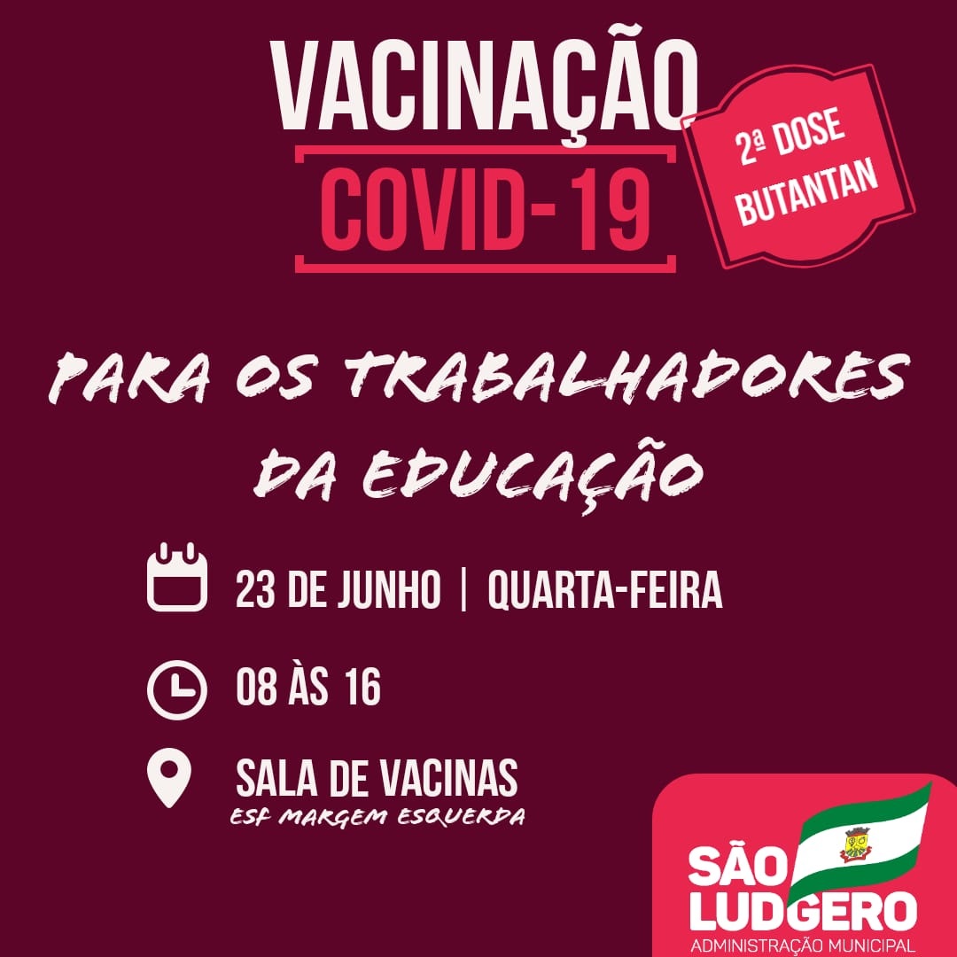 Hoje é dia dos trabalhadores da educação receberem a segunda dose da vacina contra Covid-19