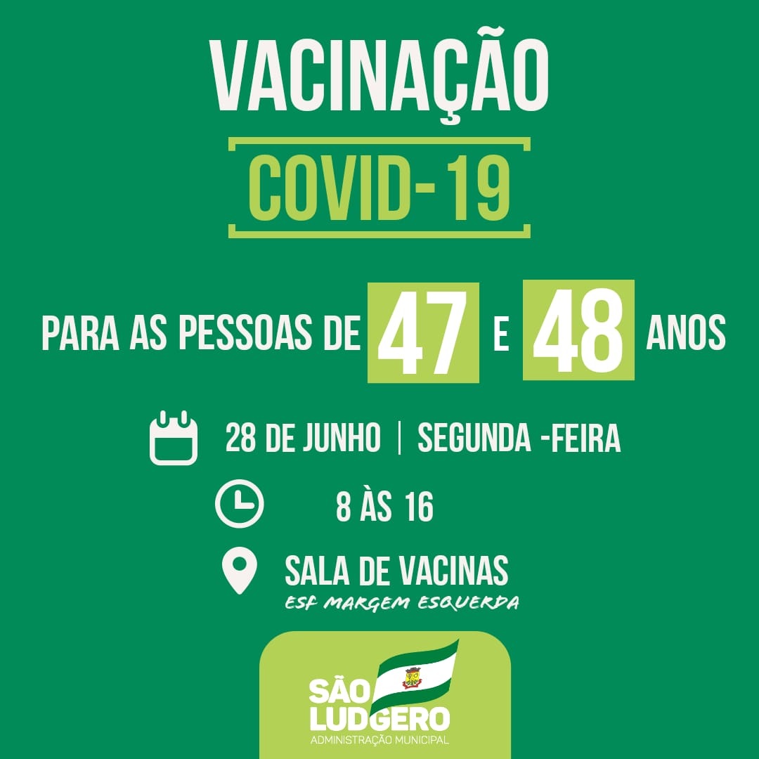 São Ludgero vacinou contra Covid-19 pessoas com 47 e 48 anos sem comorbidades