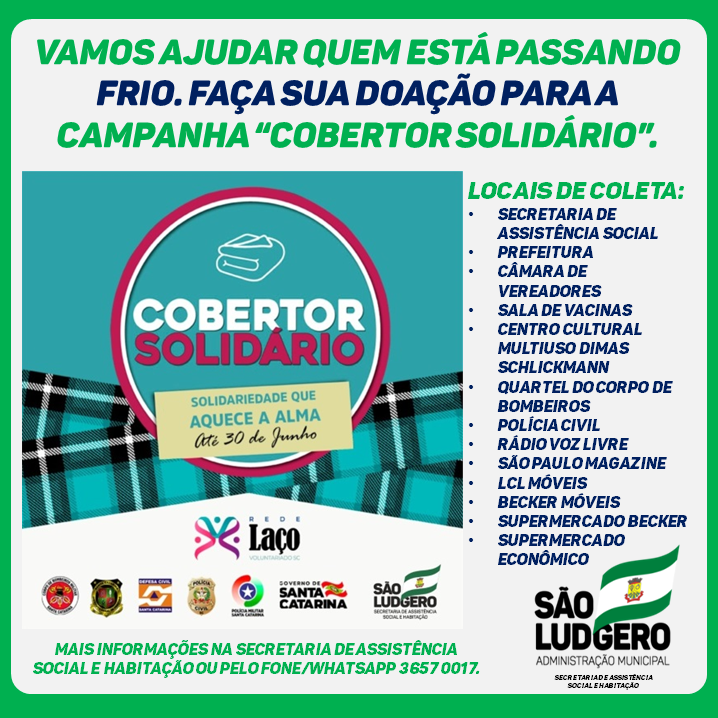 Vamos ajudar quem está passando frio? Participe da campanha “Cobertor Solidário”