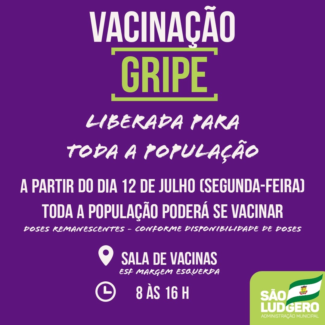 São Ludgero tem 400 doses da vacina contra Gripe esperando por pessoas para serem imunizadas