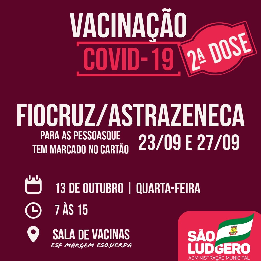 Pessoas agendadas para os dias 23 e 27 de setembro recebem a segunda dose da vacina contra...