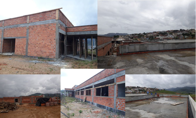 Construção da primeira etapa da nova escola no bairro Encosta do Sol ultrapassou os 40% de...