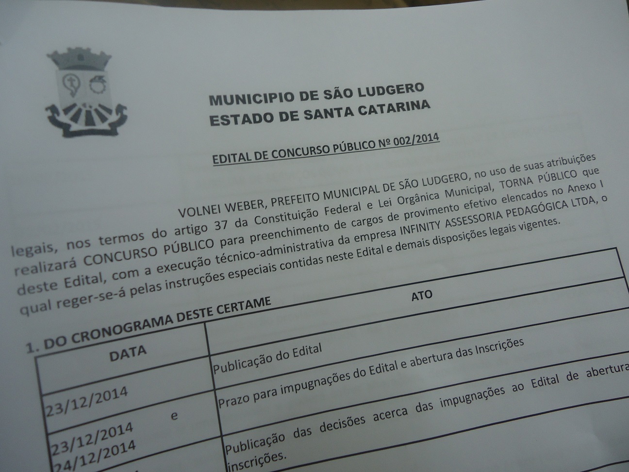 São Ludgero abre inscrições para Concurso Público 