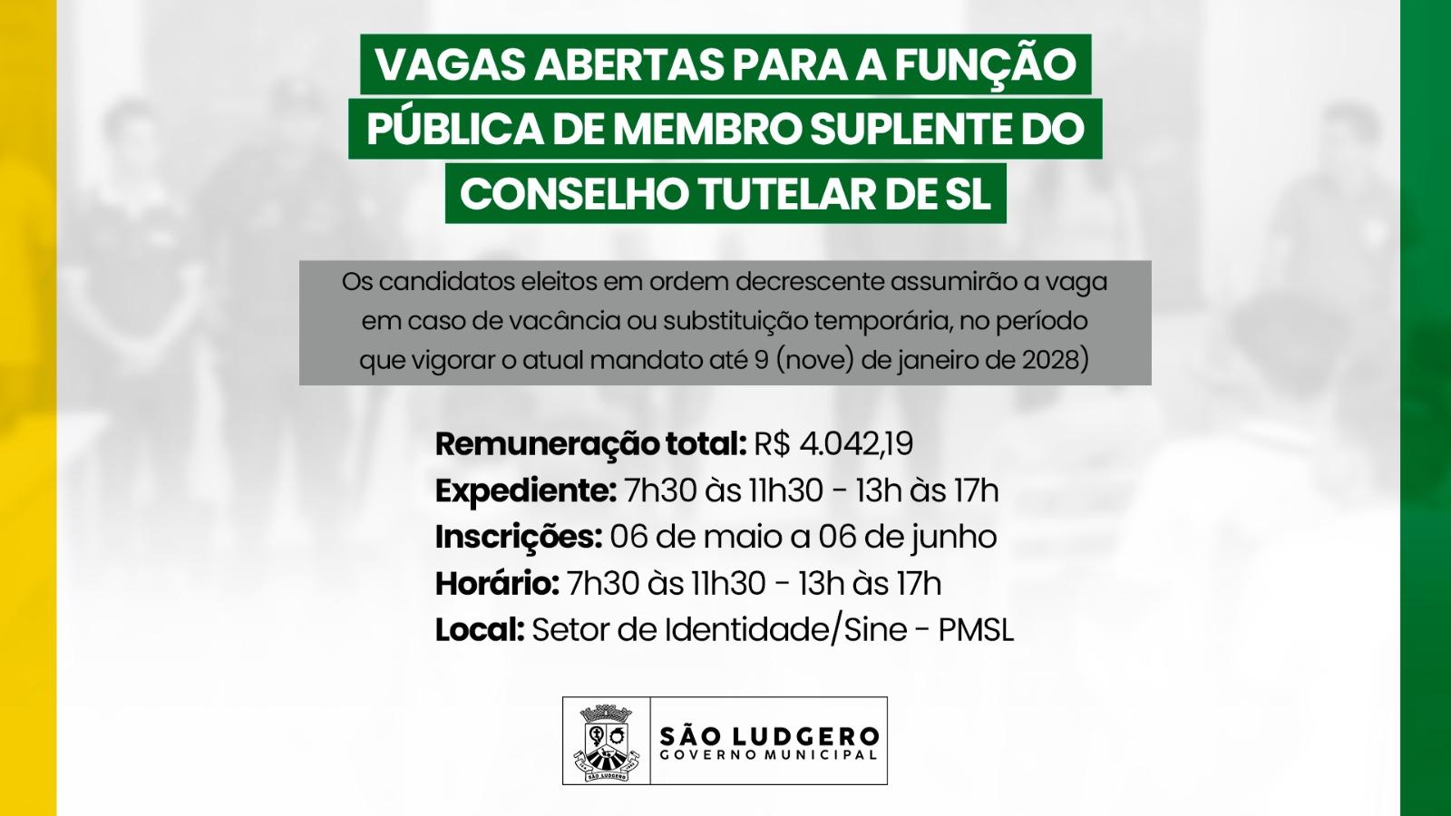 Prefeitura de São Ludgero publica edital para escolha dos novos membros suplentes do Conselho...