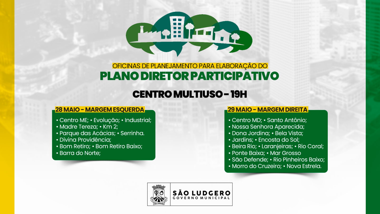 São Ludgero convida a população para participar das oficinas do Plano Diretor Participativo