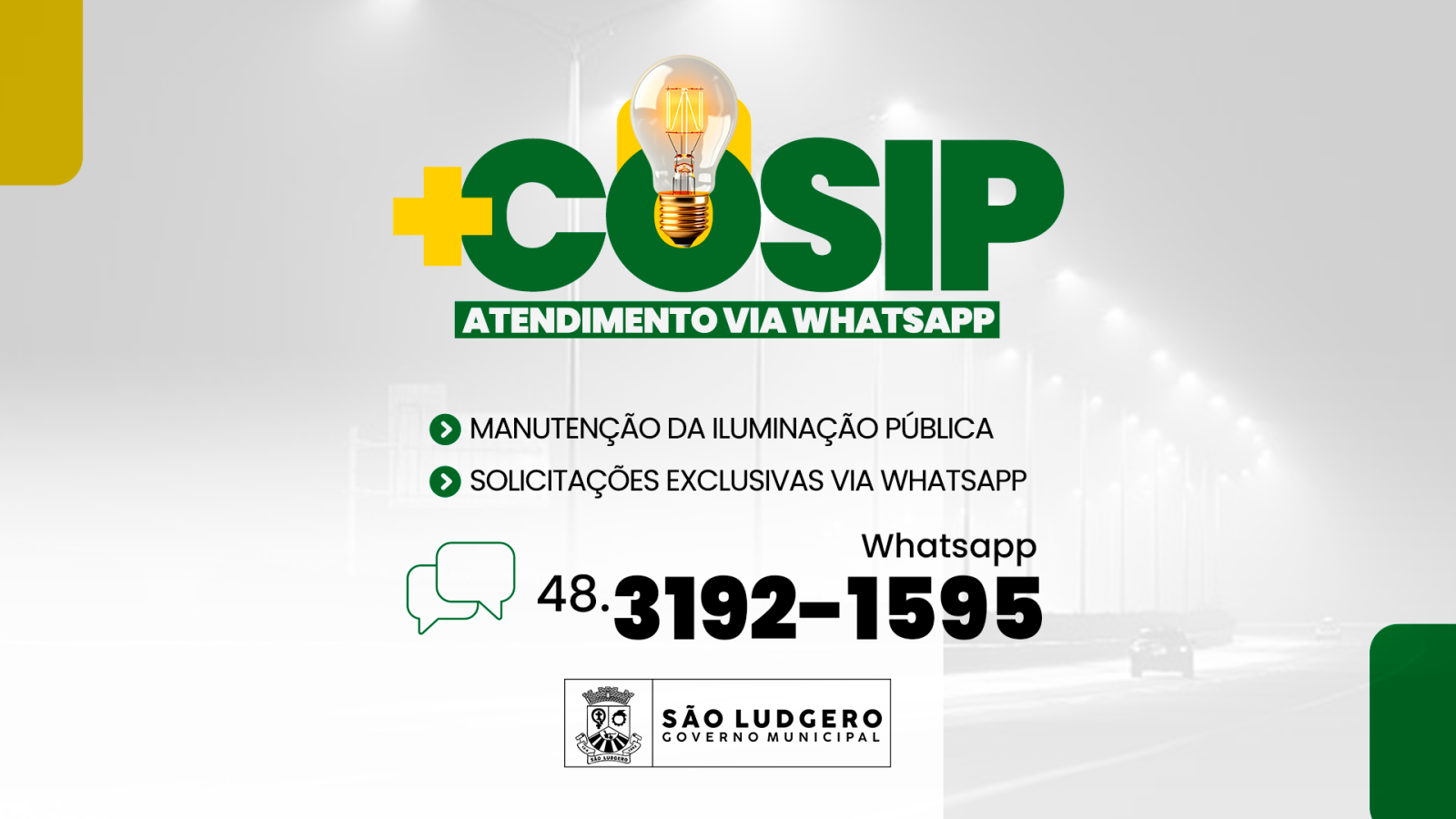 Prefeitura de São Ludgero lança novo canal de atendimento da COSIP via WhatsApp